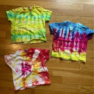 3 Toddler Handmade Tie-dye T-shirts Size 2T bundle of 3 shirts